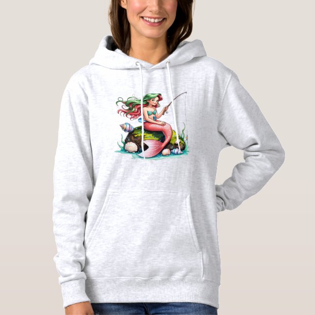 Sudadera Mermaid Fishing Art – Women’s Hoodie (Anverso)