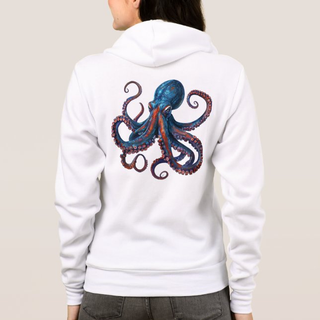 Sudadera Mermaid Octopus Hoodie - Custom Monogram Zip Gift  (Reverso)