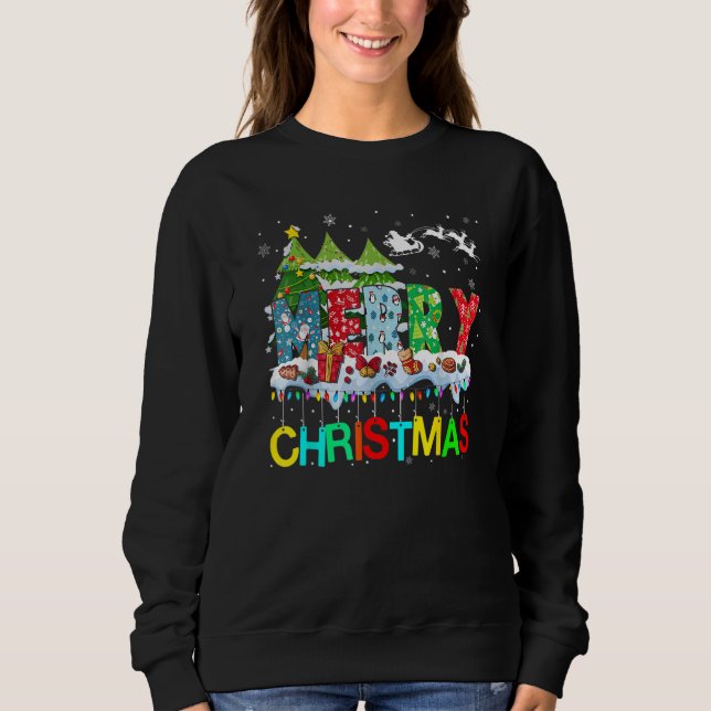 Sudadera Merry and Bright Christmas Tree Christmas Lights M (Anverso)