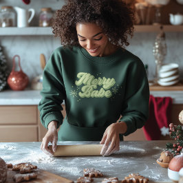 Sudadera Merry Babe Trendy Green Font Con Copos De Nieve