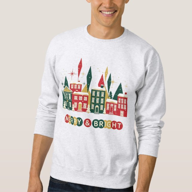 Sudadera Merry & Bright Christmas Village Design (Anverso)