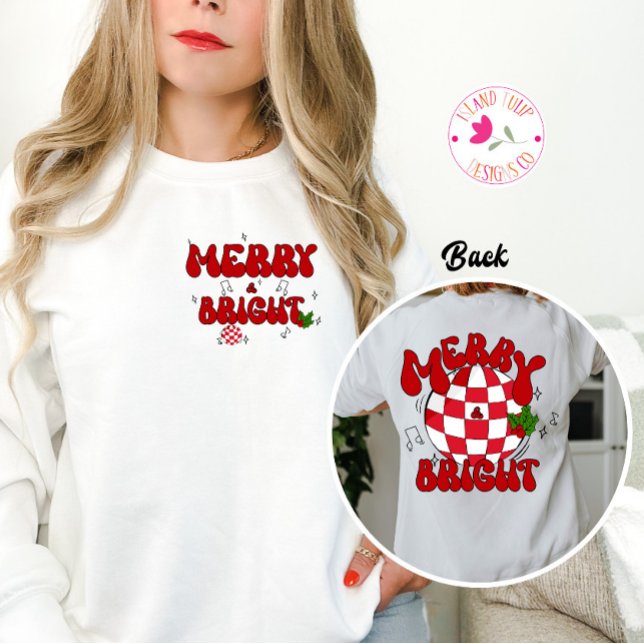 Sudadera Merry & Bright Disco Ball Navidades Rojos y Verdes (Subido por el creador)