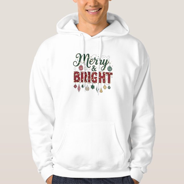 Sudadera Merry & Bright – Festive Christmas Typography (Anverso)