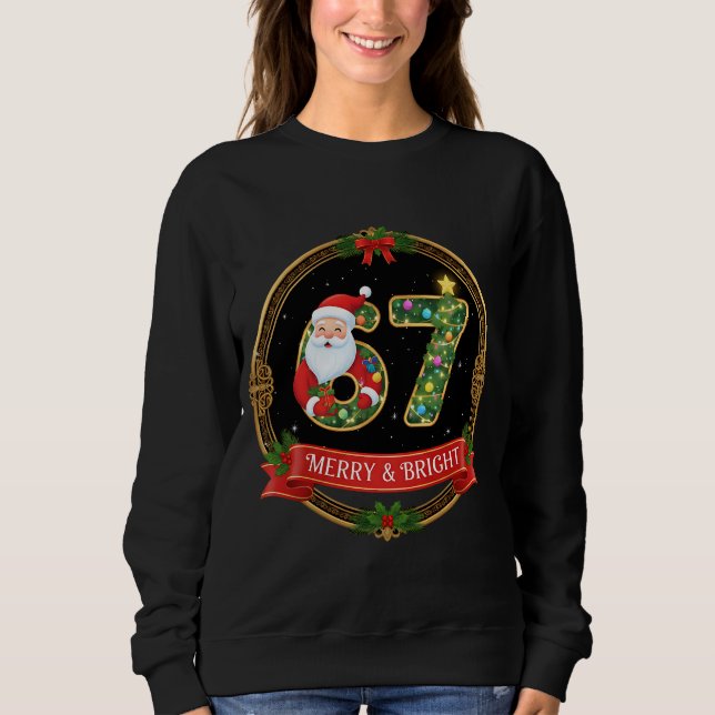 Sudadera Merry & Bright Santa Claus Six Seven Xmas Meme 6 7 (Anverso)