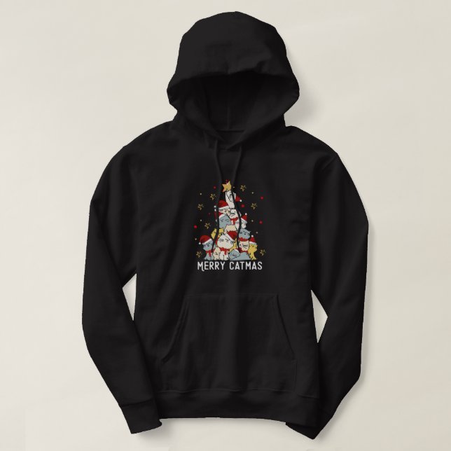 Sudadera Merry Catmas Christmas Tree Winter-Cats Santa Cat  (Diseño del anverso)