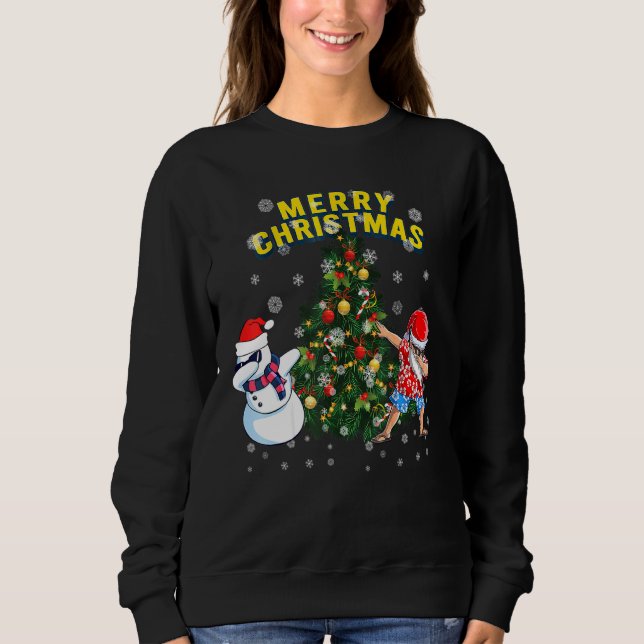 Sudadera Merry Chrismas Dabbing Santa Tree Snowman (Anverso)