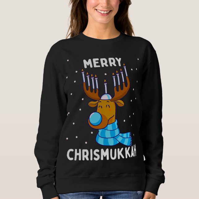 Sudadera Merry Chrismukkah Navidades judíos Hanukkah Reinde (Anverso)