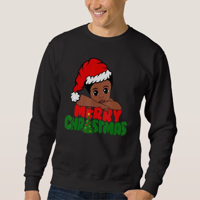 Sudadera Merry Christmas Black Boy Afro Boy African America (Anverso)