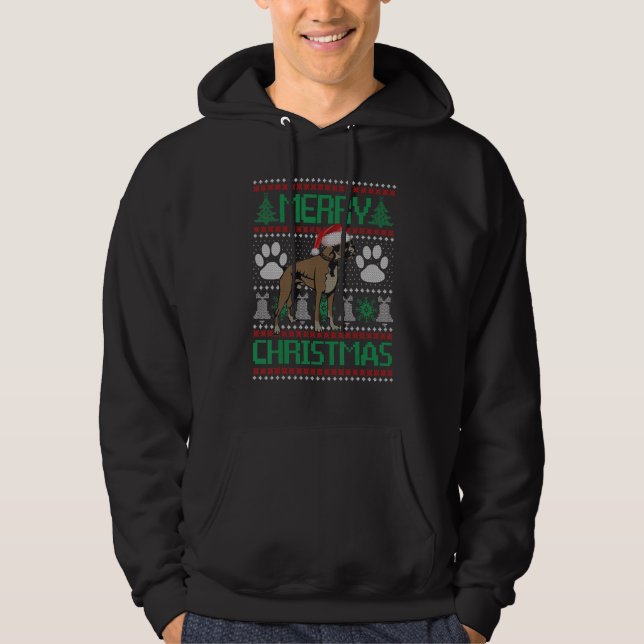 Sudadera Merry Christmas Boxer  UGLY Xmas Pajama Dog  Cute (Anverso)