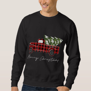 Sudadera Merry Christmas Buffalo Plaid Red Truck Tree