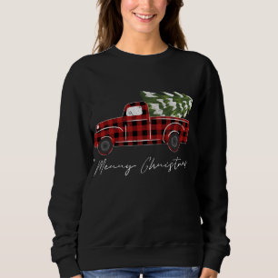 Sudadera Merry Christmas Buffalo Plaid Red Truck Tree