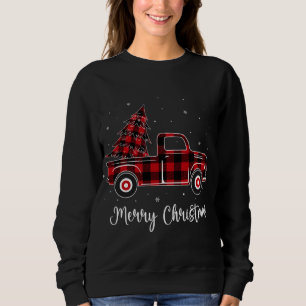 Sudadera Merry Christmas Buffalo Red Plaid Truck Tree