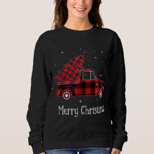 Sudadera Merry Christmas Buffalo Red Plaid Truck Tree (2)
