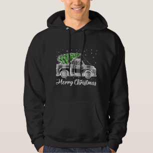 Sudadera Merry Christmas Buffalo Truck Tree Black and White