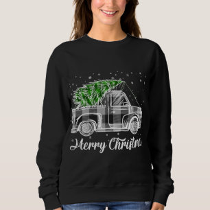 Sudadera Merry Christmas Buffalo Truck Tree Black and White