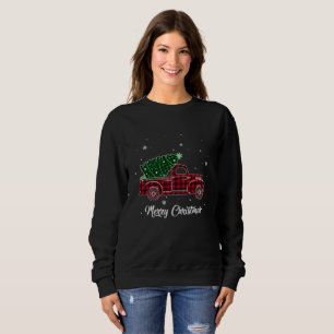 Sudadera Merry Christmas Buffalo Truck Tree Red Plage for