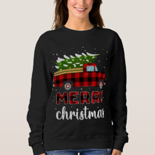 Sudadera Merry Christmas Buffalo Truck Tree Red Plaid