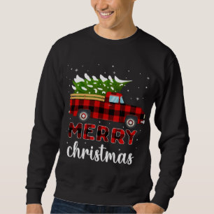Sudadera Merry Christmas Buffalo Truck Tree Red Plaid