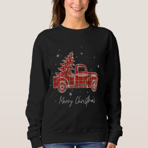 Sudadera Merry Christmas Buffalo Truck Tree Red Plaid for M