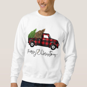 Sudadera Merry Christmas Buffalo Truck Tree Red Plaid Leopa
