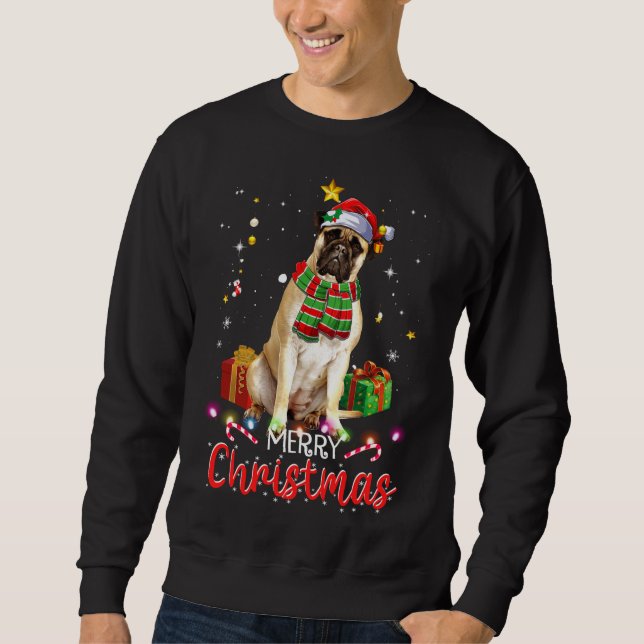 Sudadera Merry Christmas Bullmastiff Santa Hat Tree Luces (Anverso)