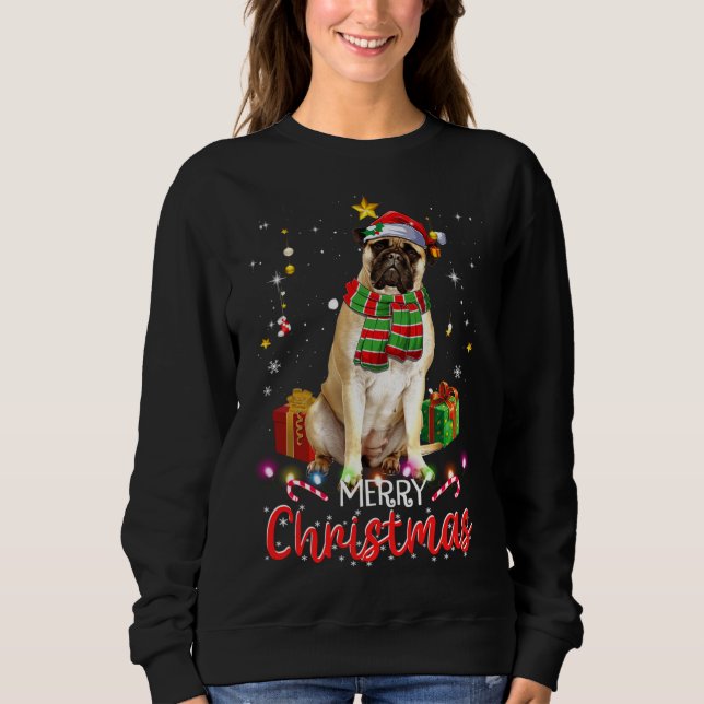 Sudadera Merry Christmas Bullmastiff Santa Hat Tree Luces (Anverso)