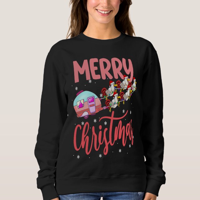 Sudadera Merry Christmas Camping Funny Santa Chicken Campin (Anverso)