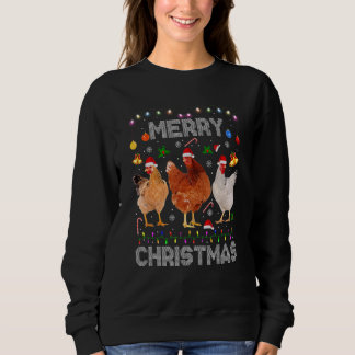 Sudadera Merry Christmas Chicken   Santa Hat Lights Xmas  