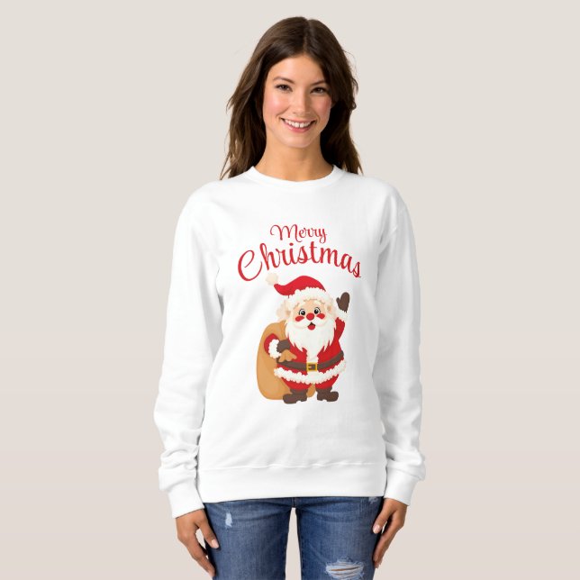 Sudadera Merry Christmas Cute Cartoon Santa Claus Simple (Anverso completo)