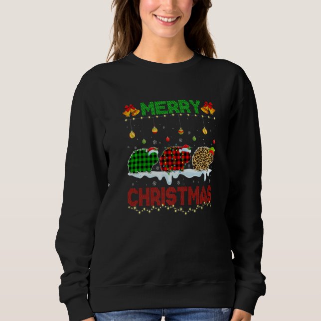 Sudadera Merry Christmas Cute Guinea pig Xmas Leopard Plaid (Anverso)