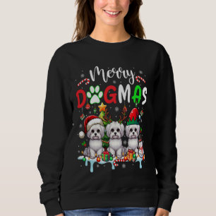 Sudadera Merry Christmas Dog Three Santa Reindee Maltese L