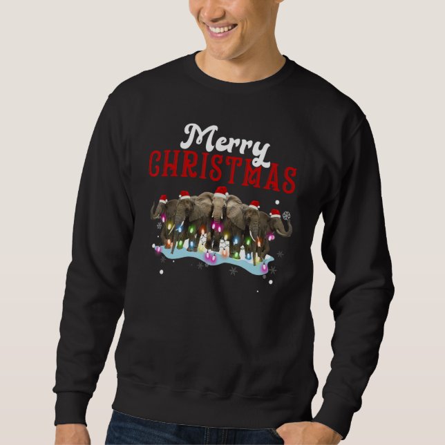 Sudadera Merry Christmas Elephant Tree Lights Elephant Chri (Anverso)