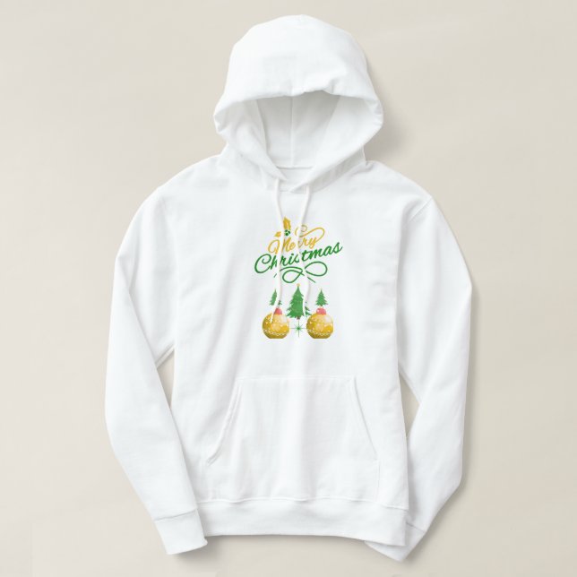 Sudadera Merry Christmas Festive Tree & Ornament Design (Diseño del anverso)