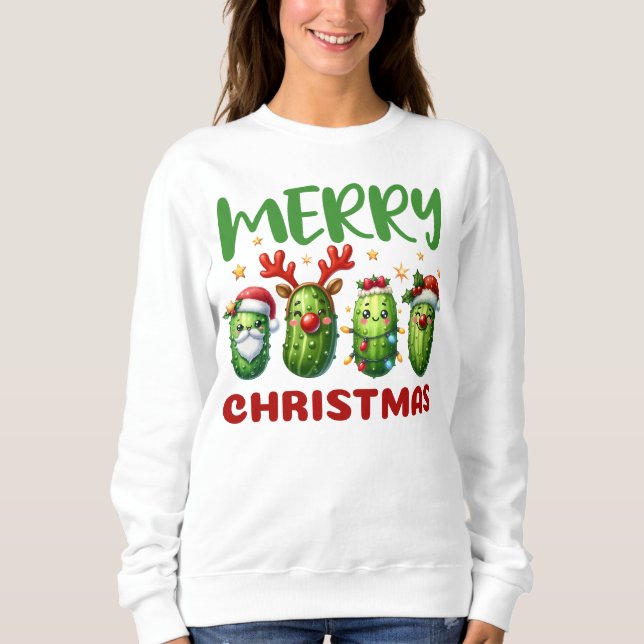 Sudadera Merry Christmas Funny Holiday Pun Adorable Pickle  (Anverso)