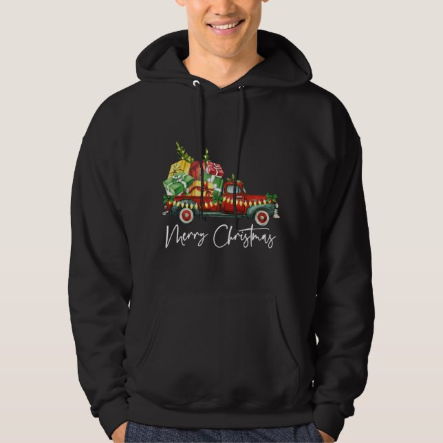 Sudadera Merry Christmas Light Red Truck Tree Match (Anverso)