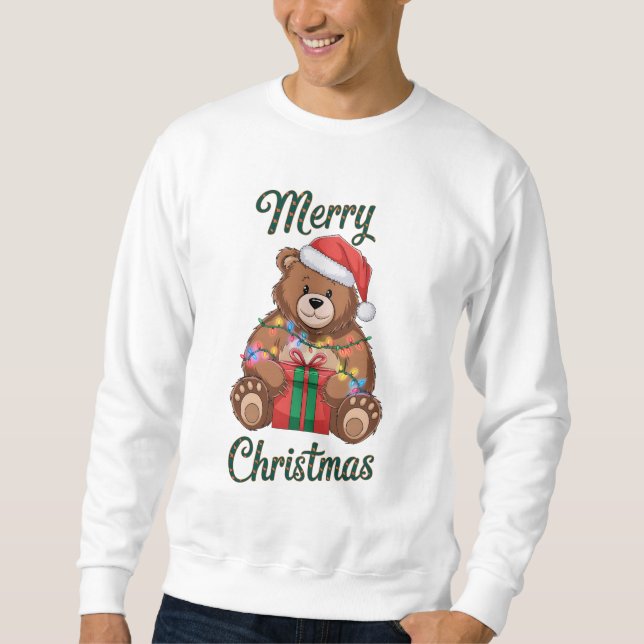 Sudadera Merry Christmas - Ourson et cadeau de noël (Anverso)