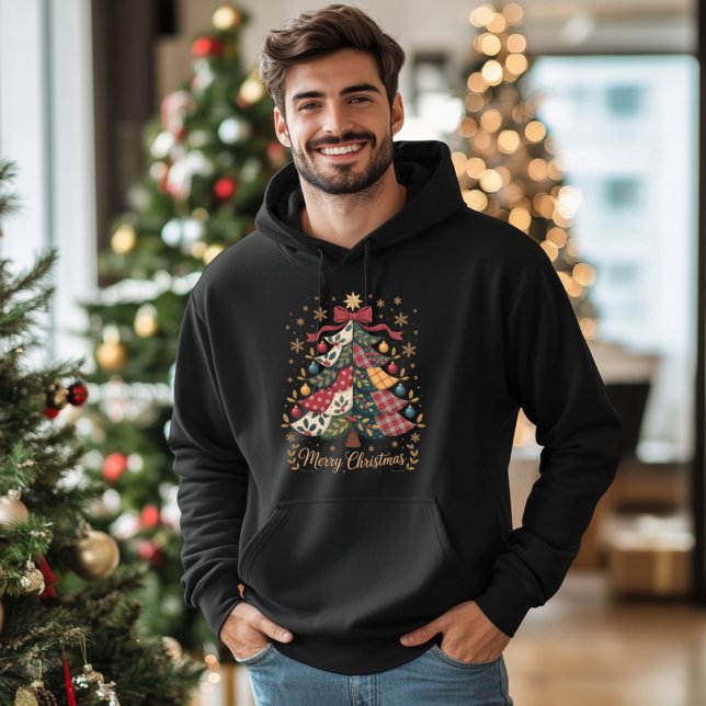 Sudadera Merry Christmas Patchwork Christmas Tree (Subido por el creador)