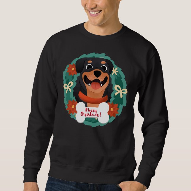 Sudadera Merry Christmas Rottweiler (Anverso)
