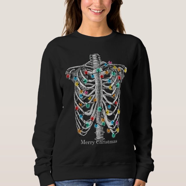 Sudadera Merry Christmas Skeleton Ribcage With String Of Li (Anverso)