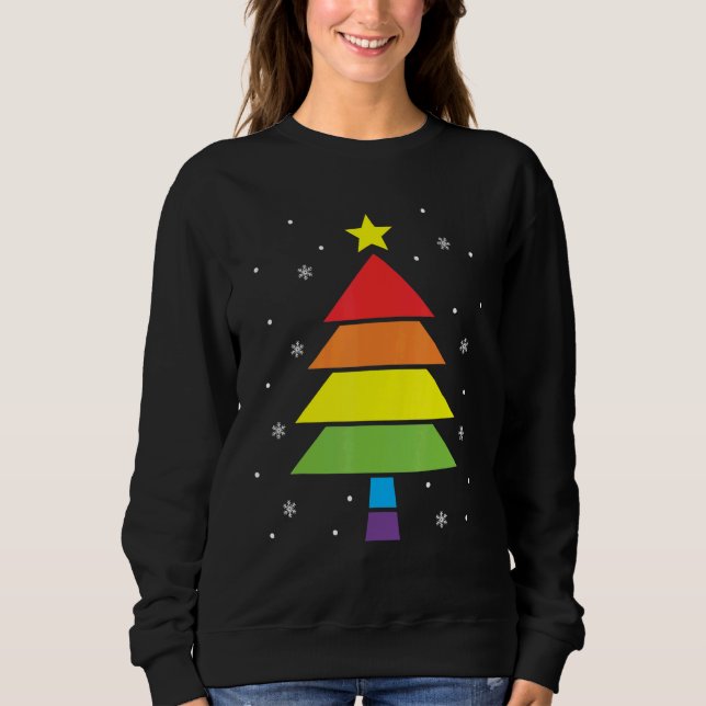 Sudadera Merry Christmas Tree Holiday Rainbow LGBTQ Gay Pri (Anverso)