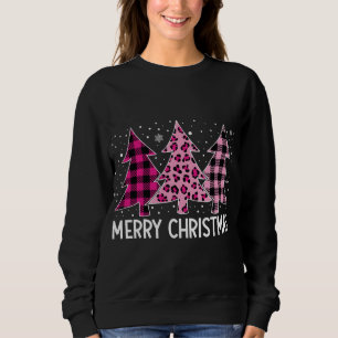 Sudadera Merry Christmas Tree Pink Buffalo Plaid and Leopar