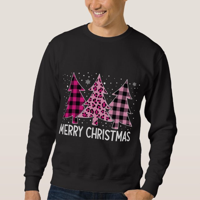 Sudadera Merry Christmas Tree Pink Buffalo Plaid and Leopar (Anverso)