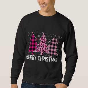 Sudadera Merry Christmas Tree Pink Buffalo Plaid and Leopar