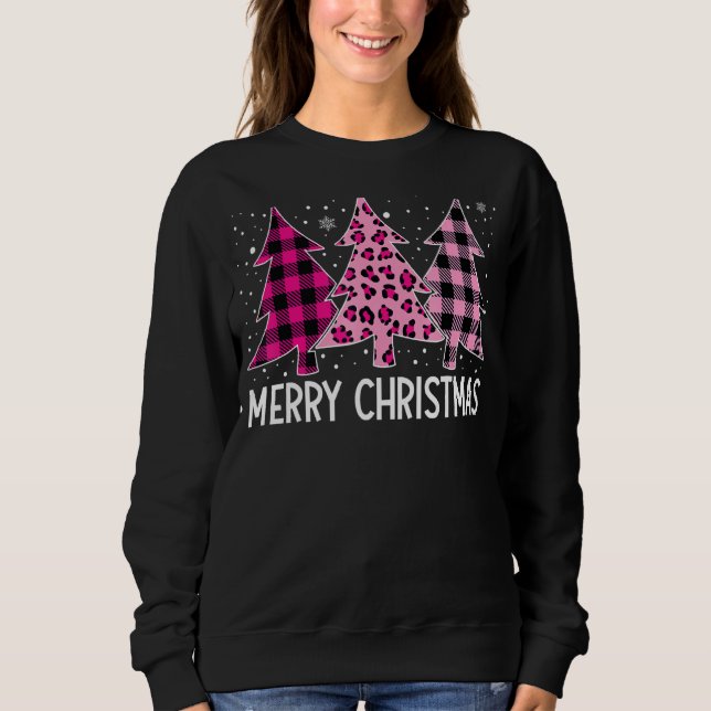 Sudadera Merry Christmas Tree Pink Buffalo Tocado Y Leopar (Anverso)