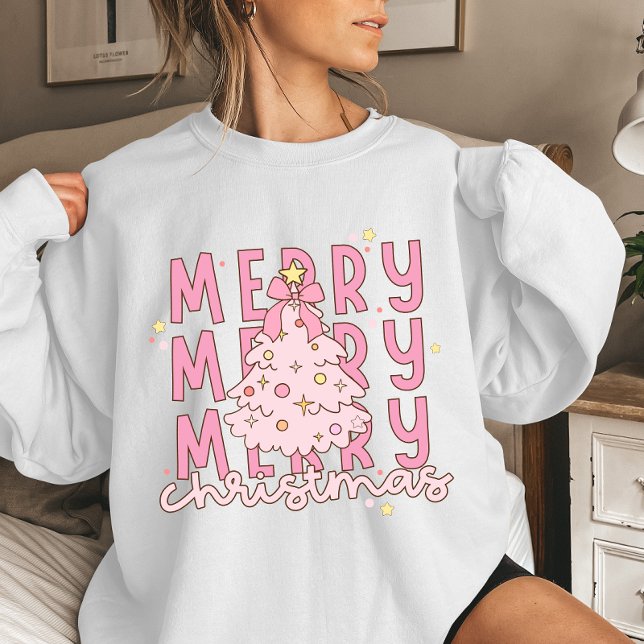 Sudadera Merry Christmas Tree pink Coquette (Subido por el creador)