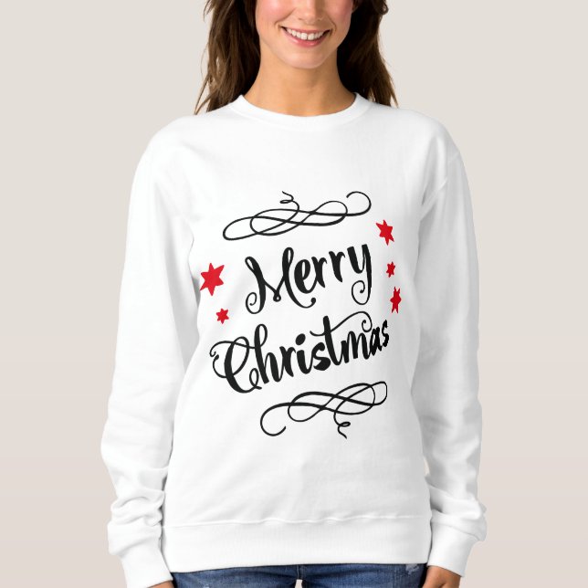 Sudadera Merry Christmas Typography Red White (Anverso)