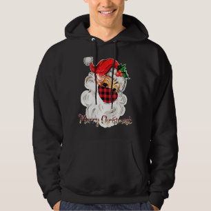 Sudadera Merry Christmask Santa Face Wear Buffalo Plaid Mas