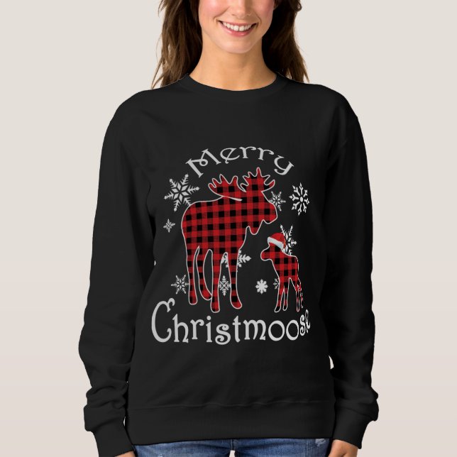 Sudadera Merry Christmoose Moose Buffalo Red Plaid Christma (Anverso)