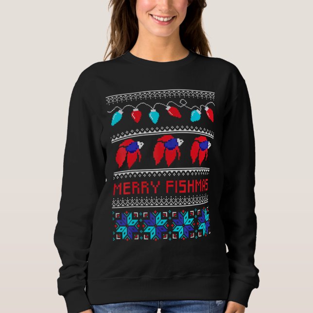 Sudadera Merry Fishmas Betta Fish Ugly Xmas (Anverso)