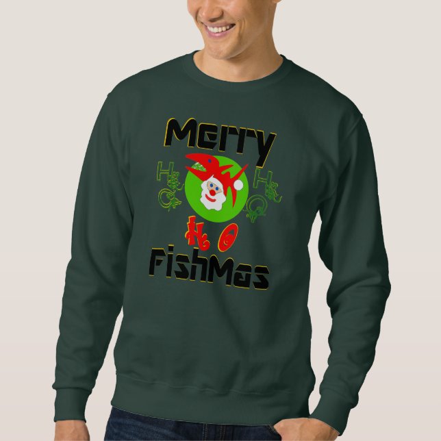 Sudadera ♫ ♥ Merry FishMas Hilarious SantaFish Sweatshirt I (Anverso)